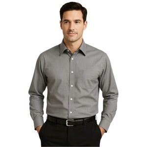 Claiborne Men’s Wrinkle Free Gray Button Down Shirt Medium